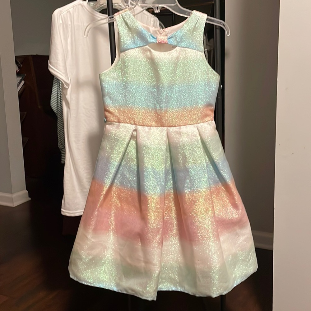 Sweet Heart Rose 14 Pastel Rainbow Glitter Sleeveless Dress